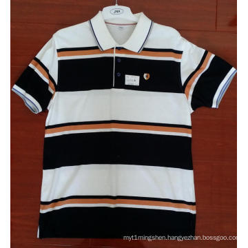 Cotton Yarn Dyed Engineering Stripe Polo Shirts